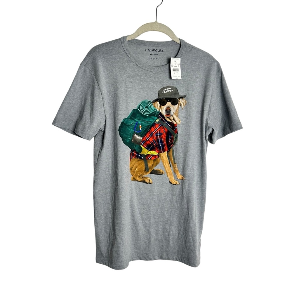 Crewcuts Camping Dog Short Sleeve Graphic Tee Happy Camper NEW! SZ XXL 15-16 Boy